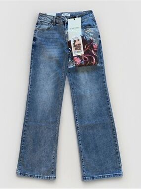 Love Soho Denim Pants Junior’s 1 Low Rise Wide Leg Blue with Reversible Tube Top